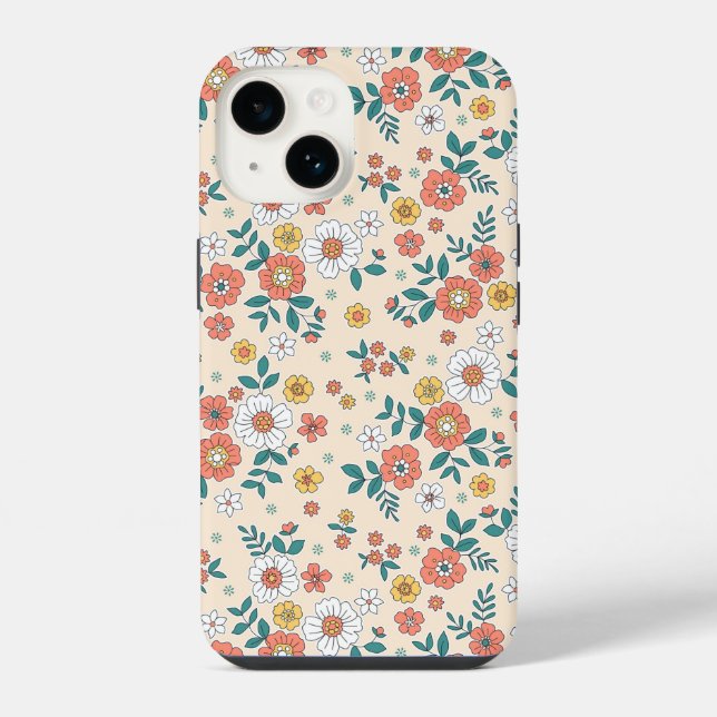 Coral Flower Garden Pattern iPhone Case (Back)