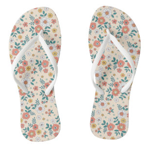 Coral Flower Garden Pattern Jandals