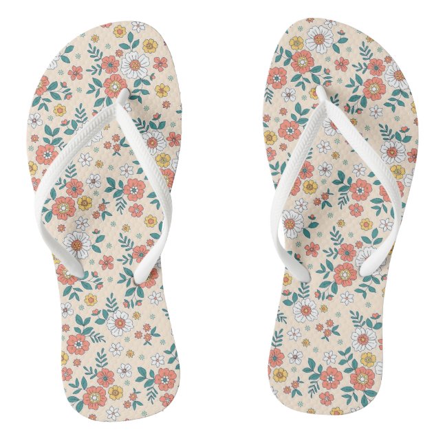 Coral Flower Garden Pattern Jandals (Footbed)