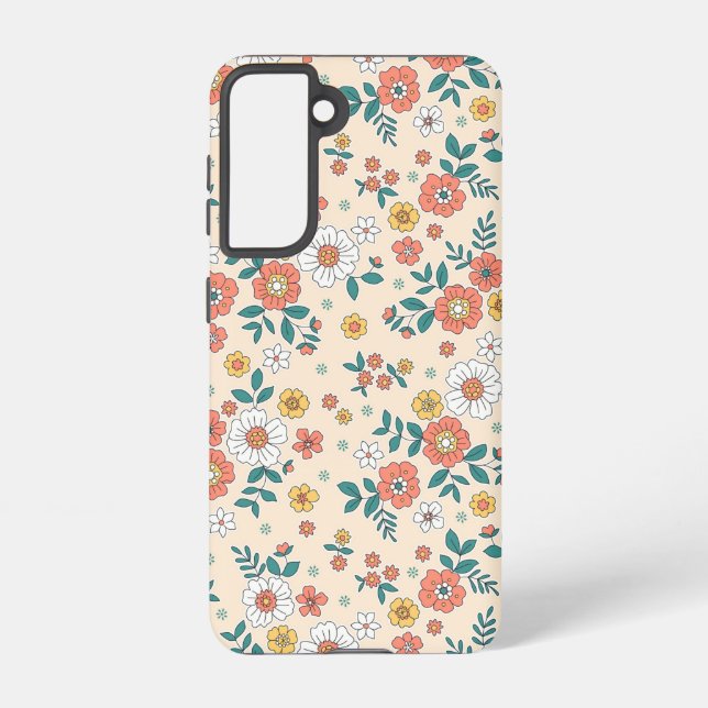 Coral Flower Garden Pattern Samsung Galaxy S21 Case (Back)