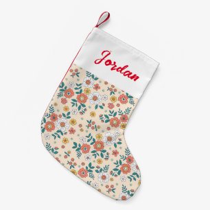 Coral Flower Garden Pattern Small Christmas Stocking