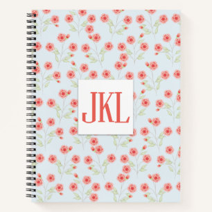 Coral Flower Pattern  8.5" x 11" Spiral Notebook