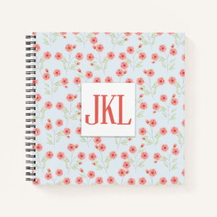 Coral Flower Pattern 8.5" x 8.5" Spiral Notebook