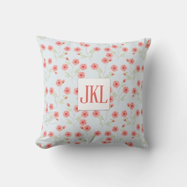 Coral Flower Pattern, Throw Pillow 16" x 16" (Front)