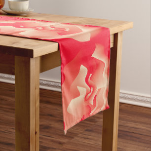 coral flower short table runner