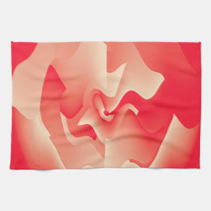 coral flower tea towel