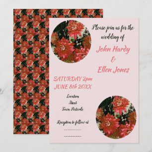 Coral Flowers Botanical Floral Wedding Invitation