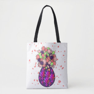 CORAL FLOWERS IN PURPLE VASE Tote Bag