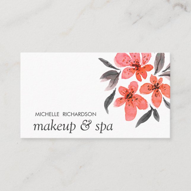 Coral Flowers | Professional feminine Appointment Card (Front)