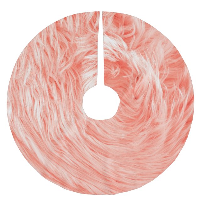 Coral Fluffy Fur: 2019 Trend. Brushed Polyester Tree Skirt (Front)