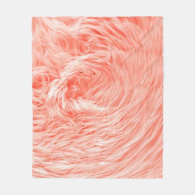 Coral Fluffy Fur: 2019 Trend. Fleece Blanket (Front)