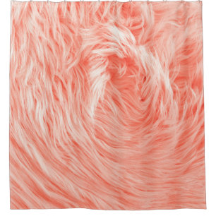 Coral Fluffy Fur: 2019 Trend. Shower Curtain