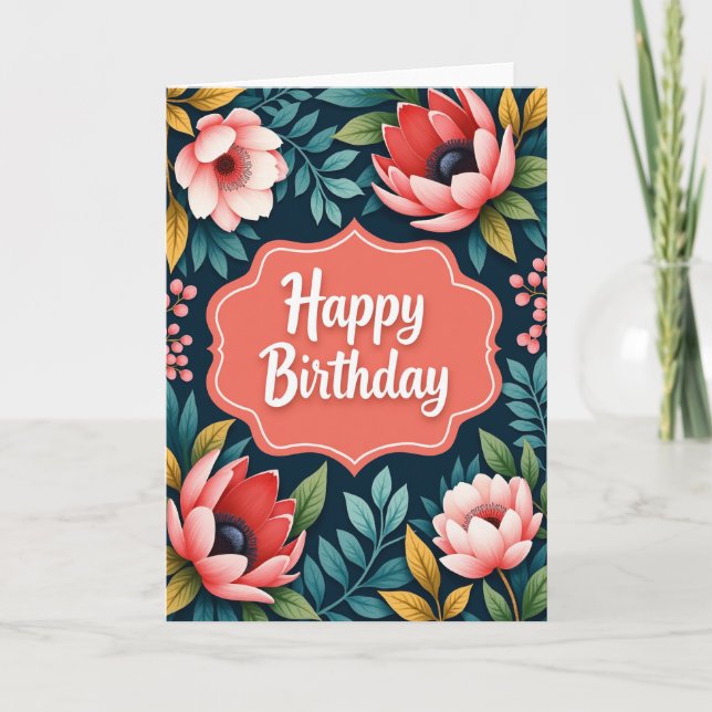 Coral Frame Birthday Card (Front)