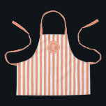 Coral French Beach Stripe Personalised Monogram Apron<br><div class="desc">Coral pink French beach cabin inspired stripe with hand script font monogram kids apron . Personalise with your own initial. Matching accessories available in our French Beach Cabin Collection.</div>
