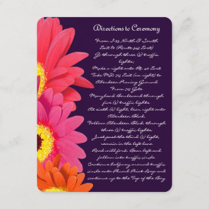 Coral Fuchsia Eggplant Gerber Daisy Direction Card