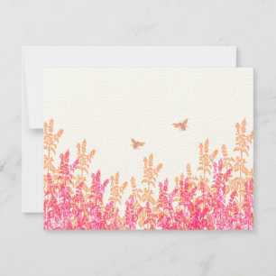 Coral & Fuchsia Wild Flower Bee Wedding RSVP
