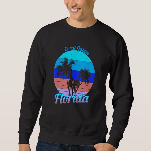 Coral Gables Florida Retro Tropical Palm Trees Vac Sweatshirt (Front)