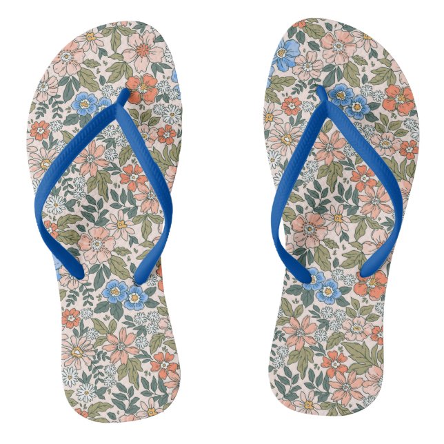 Coral Garden Flower Pattern Jandals (Footbed)
