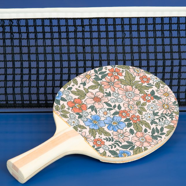 Coral Garden Flower Pattern Ping Pong Paddle (Insitu)