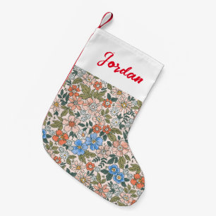 Coral Garden Flower Pattern Small Christmas Stocking