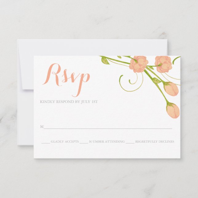 Coral Garden Roses - RSVP Response Card (Front)
