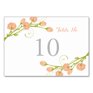 Coral Garden Roses - Table Number Card