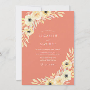 Coral Gentle Bloom Wedding Invitation