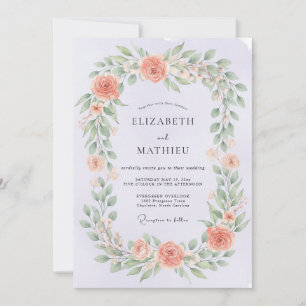 Coral Gentle Botanical Wedding Invitation