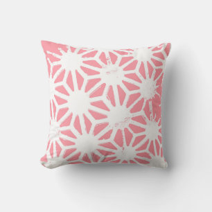 Coral geometric pattern cushion