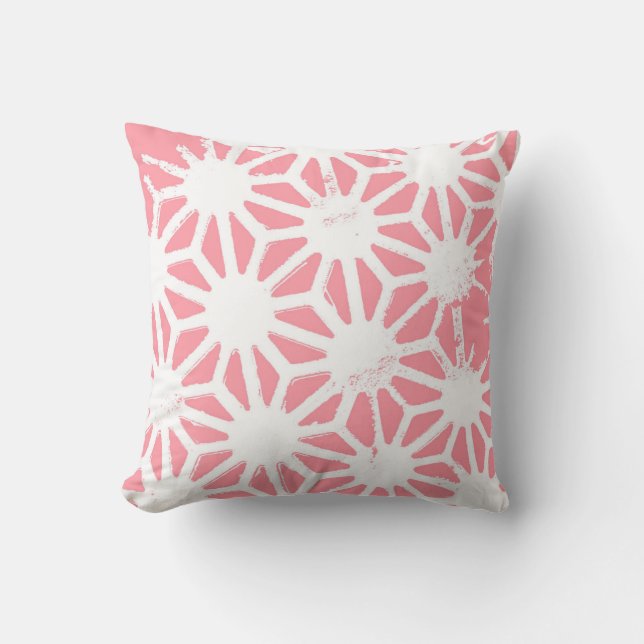 Coral geometric pattern cushion (Front)