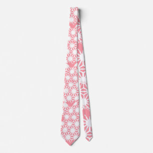 Coral geometric pattern tie