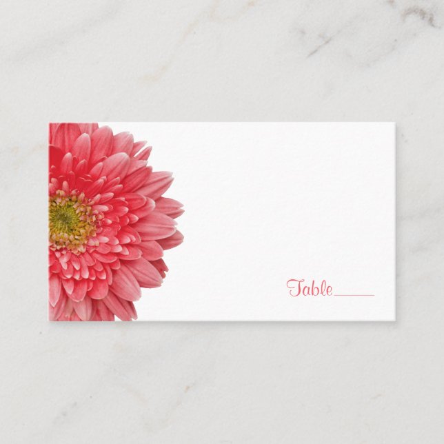 Coral Gerbera Gerber Daisy Wedding Place Card (Front)