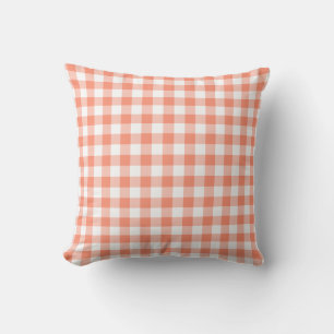 Coral Gingham Pattern Cushion