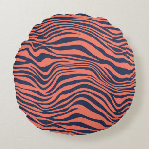 Coral Glamorous Tiger Stripes Animal Print Round Cushion
