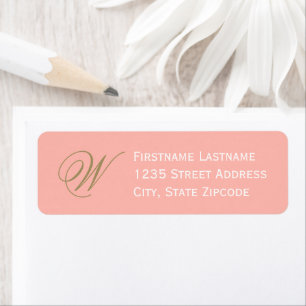 Coral Gold Elegant Script Monogram Address