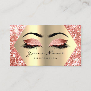 Coral Gold Glitter Makeup Artist Lashes Business Card