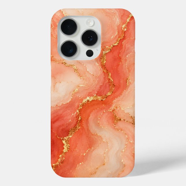 Coral Gold Marble River Abstract Case-Mate iPhone Case (Back)