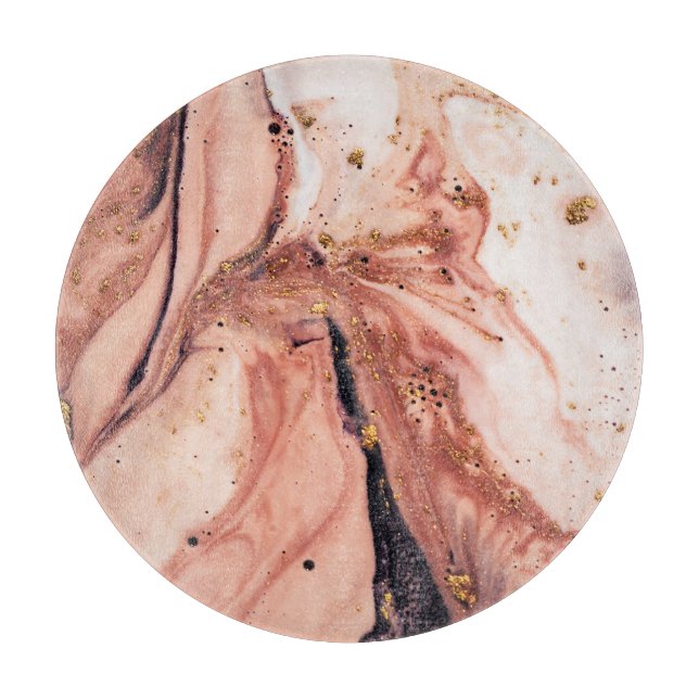 Coral Gold Marbling: Natural Pattern Cutting Board (Front)