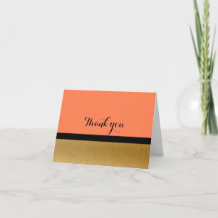 Coral & Gold Modern Glam Fold Thank You Card
