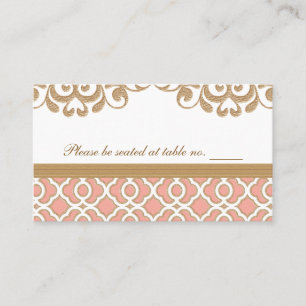 Coral Gold Moroccan Wedding Table Place Card