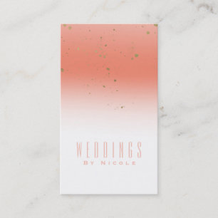 Coral & Gold Orange Modern Glam Chic Glamour Business Card