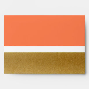 Coral & Gold & White Elegant Invitation Envelope