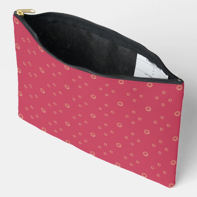 Coral | Golden Zinnia Sun Accessory Pouch (Open)