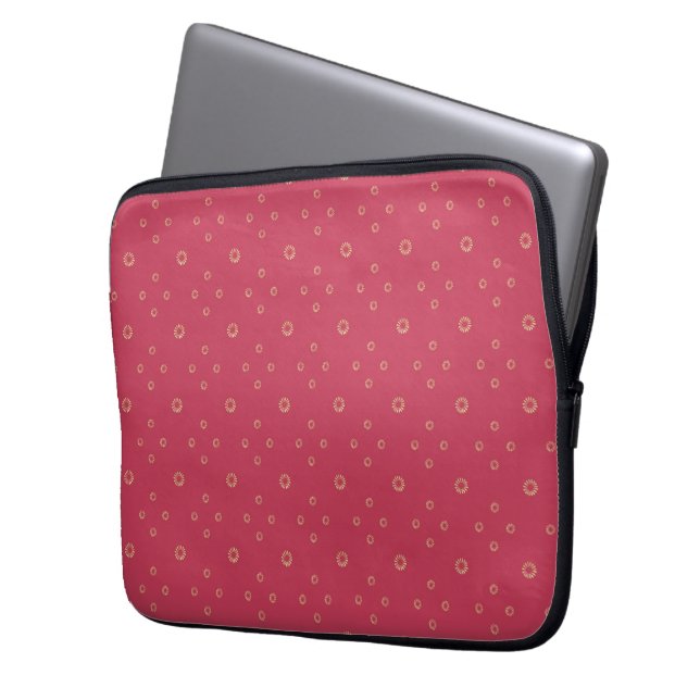 Coral | Golden Zinnia Sun Laptop Sleeve (Front Left)
