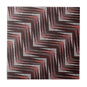 Coral, gray, brown zigzag pattern. tile