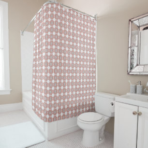 Coral & Gray Geometric Shower Curtain