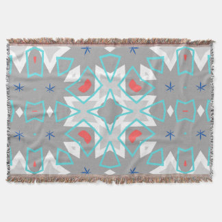 Coral Gray Mandala Pattern | Geometric Floral Boho Throw Blanket
