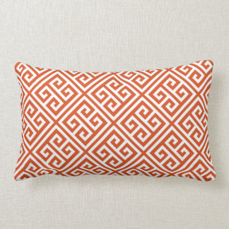 Coral Greek Key Pattern Lumbar Cushion