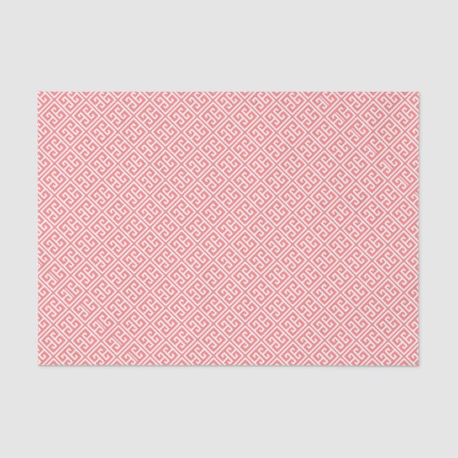 Coral Greek Key Pattern Tissue Paper (Front)