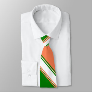 Coral Green and Ivory Alternating Striped Tie